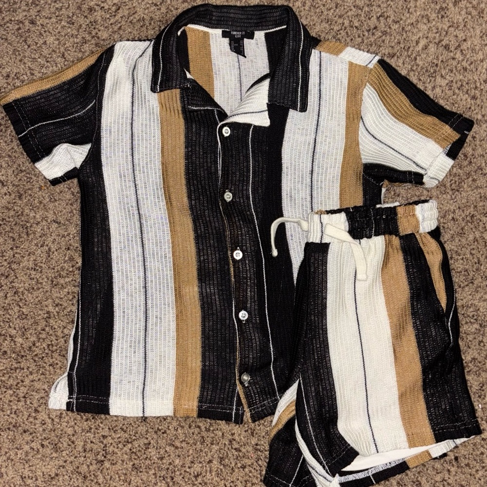 Forever 21 Kids Striped Set - Black, White, Brown
